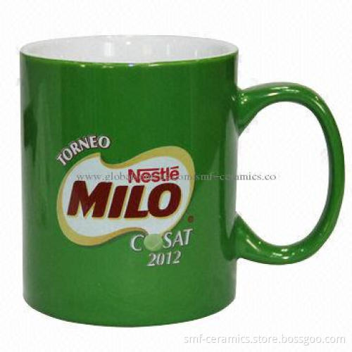 11oz Milk Ceramic Glazed Mugs with Decal Printing, Cadmium and Lead-free